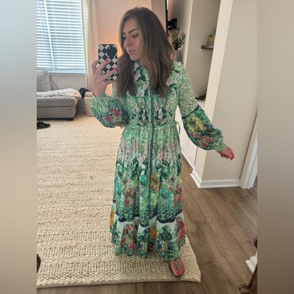 By Anthropologie Long-Sleeve Printed Maxi Shirt Dress - Picture 2 of 9